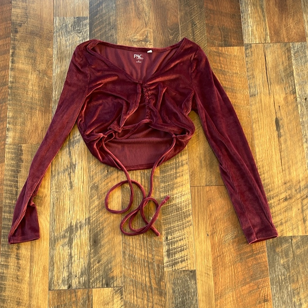 PAC Sun tie up long sleeve crop top